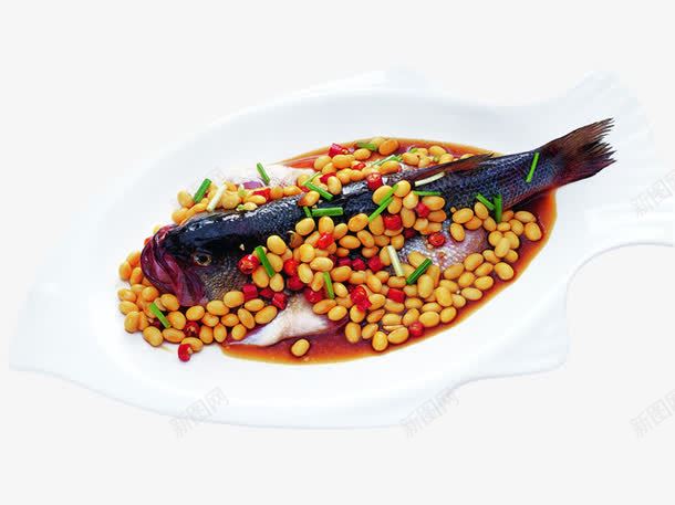 黄豆蒸鲈鱼png免抠素材_新图网 https://ixintu.com 海鲈鱼 粤菜 美食 蒸鲈鱼 黄豆鱼