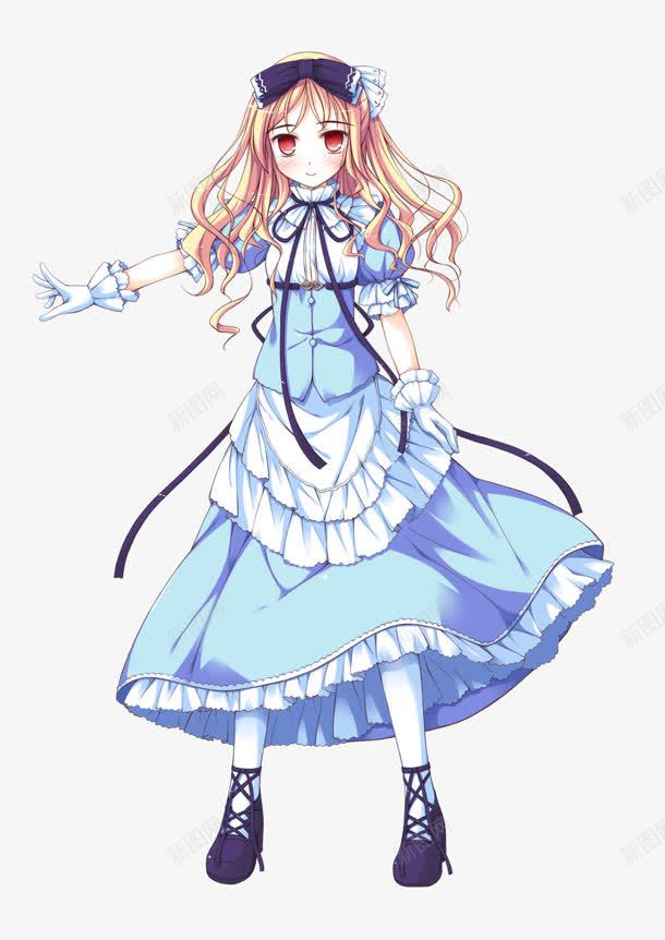 蓝裙蝴蝶结头饰女孩png免抠素材_新图网 https://ixintu.com 头饰 女孩 蓝裙 蝴蝶结