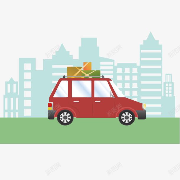 行驶中的红色轿车png免抠素材_新图网 https://ixintu.com 城市 红色 行驶 轿车