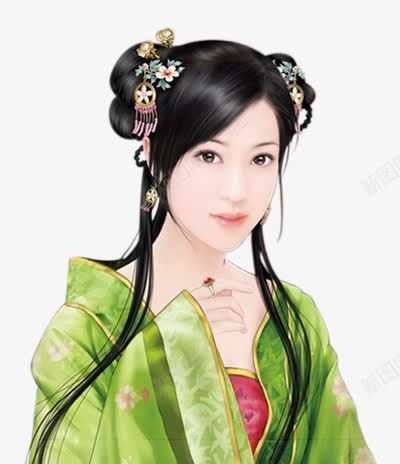 绿衣忧郁古风手绘女子png免抠素材_新图网 https://ixintu.com 古风 女子 忧郁 手绘 绿衣