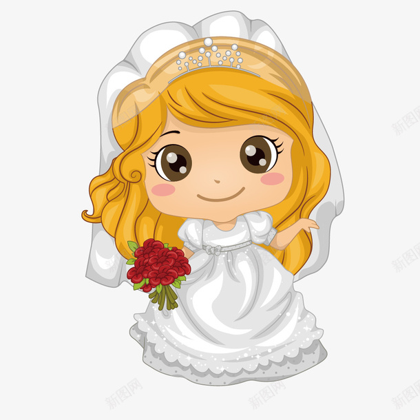 拿玫瑰花的白色婚纱女孩矢量图ai免抠素材_新图网 https://ixintu.com 女孩 婚纱 玫瑰花 白色 矢量图