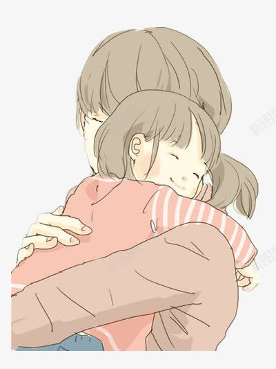 母女深情相拥png免抠素材_新图网 https://ixintu.com 手绘 插画 装饰