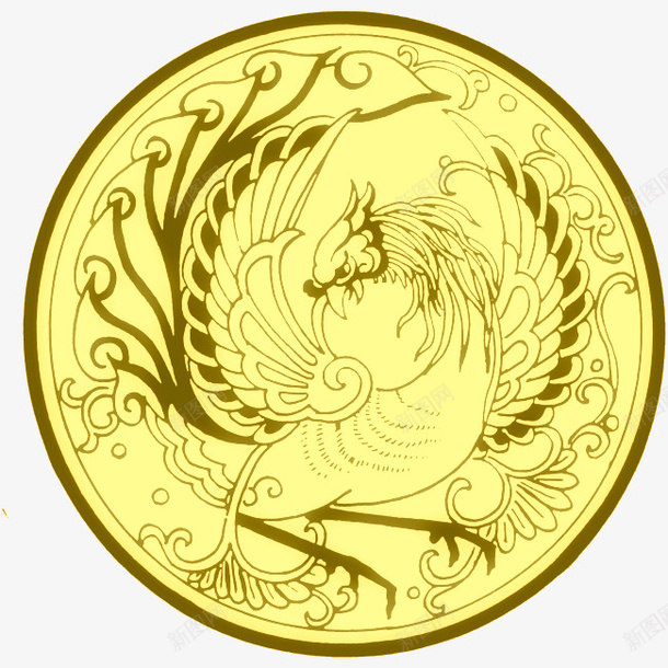 金凤凰图案png免抠素材_新图网 https://ixintu.com 凤凰 图案 神鸟 金凤凰 金色