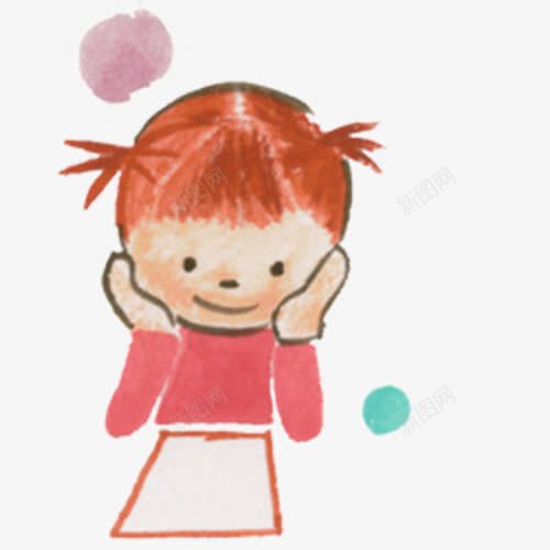 思考的小女孩png免抠素材_新图网 https://ixintu.com 学习 思考 粉色女孩