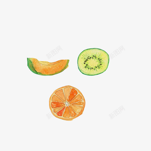 水果切片手绘画片psd免抠素材_新图网 https://ixintu.com 切片 手绘美食 水果 色彩画