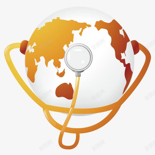 戴着听诊器的地球png免抠素材_新图网 https://ixintu.com 卡通 听诊器 地球 拟物化 矢量元素