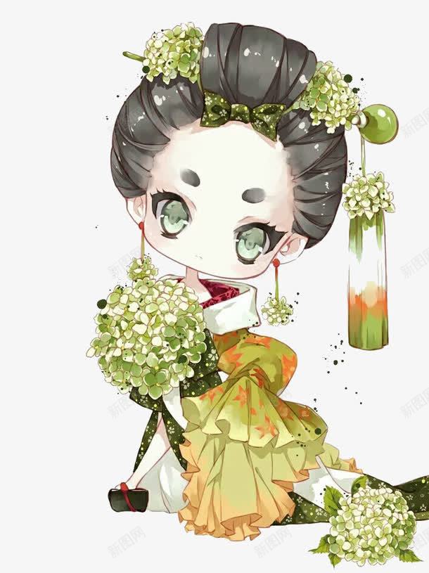 女孩png免抠素材_新图网 https://ixintu.com 古装 可爱 女孩 油画