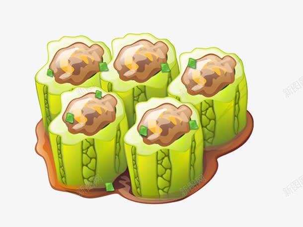 美食的创意png免抠素材_新图网 https://ixintu.com 卡通 猪肉 美味 苦瓜 苦瓜图案 诱人