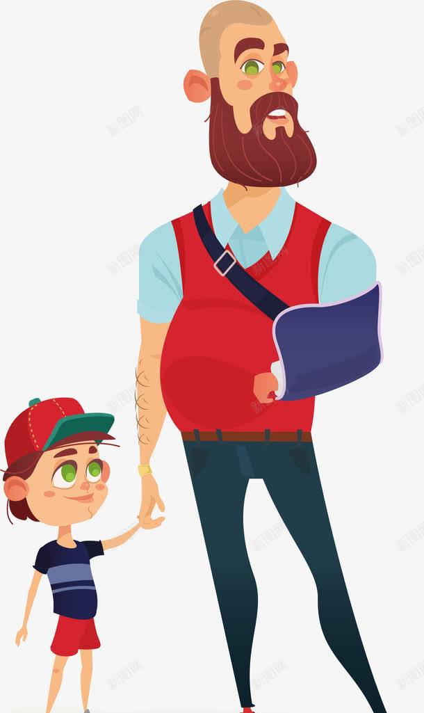 手臂受伤的男人png免抠素材_新图网 https://ixintu.com 恢复训练 手臂受伤 散步 父子俩 矢量png 骨折
