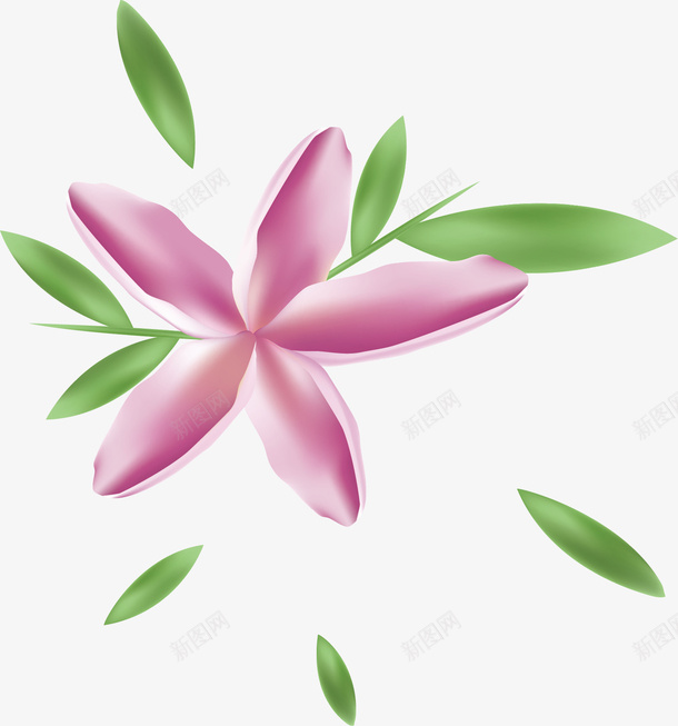 绿色树叶粉色花朵矢量图ai免抠素材_新图网 https://ixintu.com 一枝花 七叶 矢量png 矢量图 粉红花朵 绿色树叶 美容 美容院标志