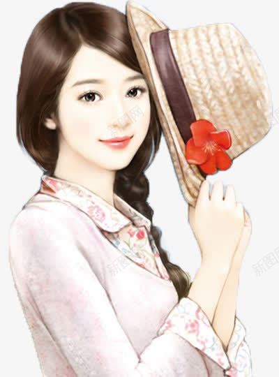 手拿草帽编发文字女孩png免抠素材_新图网 https://ixintu.com 女孩 文字 编发 草帽