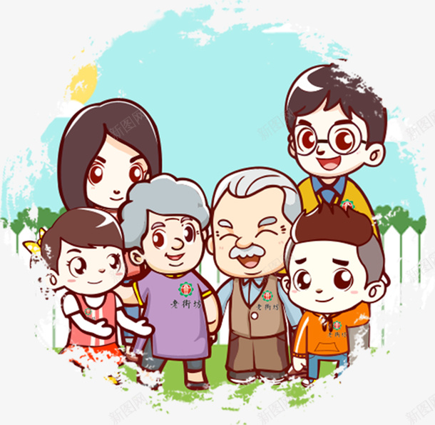 手绘全家福元素png免抠素材_新图网 https://ixintu.com 元素 免扣 全家福 手绘
