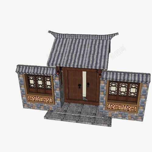 酒店门头png免抠素材_新图网 https://ixintu.com 中式 中式门头 古典住宅 古典建筑 古典门头 模型 门头设计