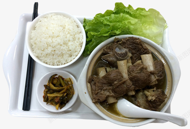 红烧牛排骨png免抠素材_新图网 https://ixintu.com 排骨套餐 排骨饭 榨菜 生菜 米饭 红烧排骨饭 红烧牛排骨
