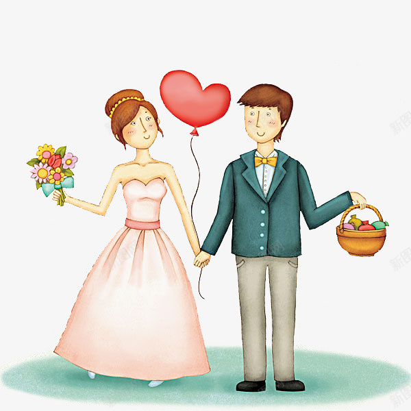 手绘婚礼爱心气球png免抠素材_新图网 https://ixintu.com 婚礼 新人 新娘 新郎 爱心气球 集体婚礼