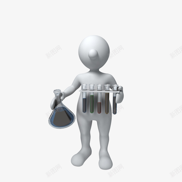 手抓实验器具的3D小人png免抠素材_新图网 https://ixintu.com 3D小人 做实验 实验器具 抓东西 立体效果 试管