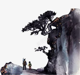 水墨大山png免抠素材_新图网 https://ixintu.com 人物 水墨大山 水墨树