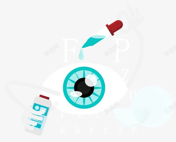 卡通滴药水眼球png免抠素材_新图网 https://ixintu.com 眼球卡通眼药水眼睛护眼液