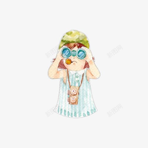 拿望远镜的小女孩png免抠素材_新图网 https://ixintu.com PNG素材 小女孩 手绘 望远镜