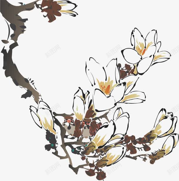 国画玉兰png免抠素材_新图网 https://ixintu.com AI 中国风 卡通 国画 手绘 玉兰 线条