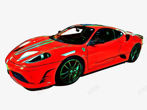 红色跑车png免抠素材_新图网 https://ixintu.com 交通 小汽车 法拉利 轿车 飞奔