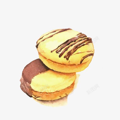 铜锣烧手绘画片png免抠素材_新图网 https://ixintu.com 手绘美食 铜锣烧 零食 面点 黄色