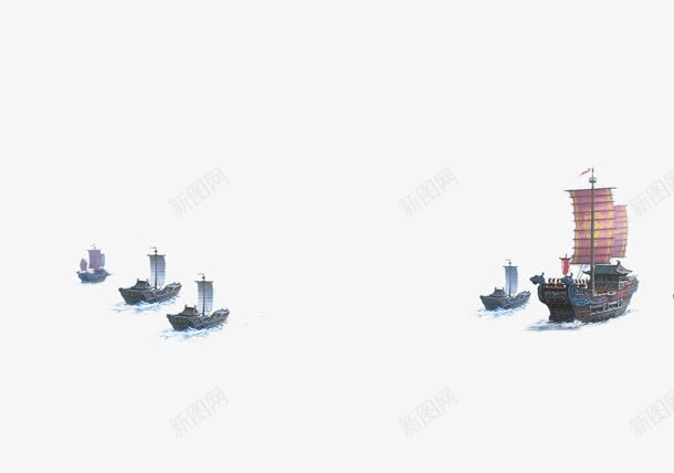 水上的战船古战船png免抠素材_新图网 https://ixintu.com 战船