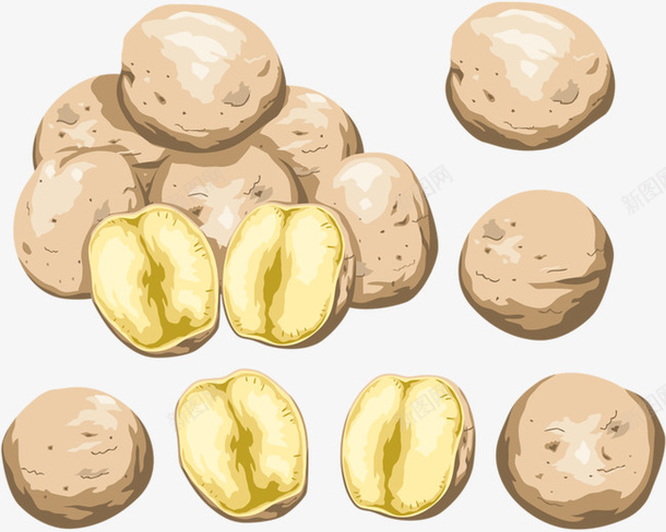 手绘土豆png免抠素材_新图网 https://ixintu.com 半块土豆 土豆块 黄色