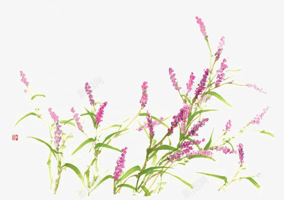 水彩花朵png免抠素材_新图网 https://ixintu.com 叶子 叶片免扣PNG 树叶 水墨花朵 粉色花朵 绿色叶片 花朵装饰