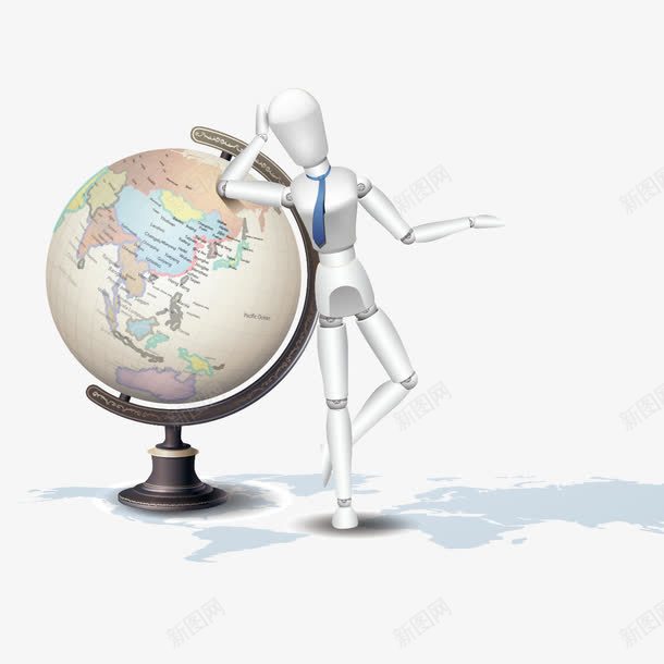 靠在地球仪上的人矢量图ai免抠素材_新图网 https://ixintu.com 人 商务素材 地球仪 矢量图