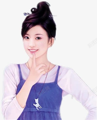 蓝色裙子盘发女子png免抠素材_新图网 https://ixintu.com 女子 蓝色 裙子