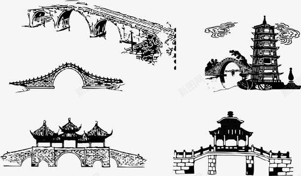 古典建筑png免抠素材_新图网 https://ixintu.com 中国 传统建筑 建筑 拱桥