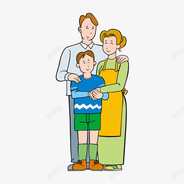 卡通人物三口之家png免抠素材_新图网 https://ixintu.com 书籍插图 儿童画 卡通人物画 漫画风