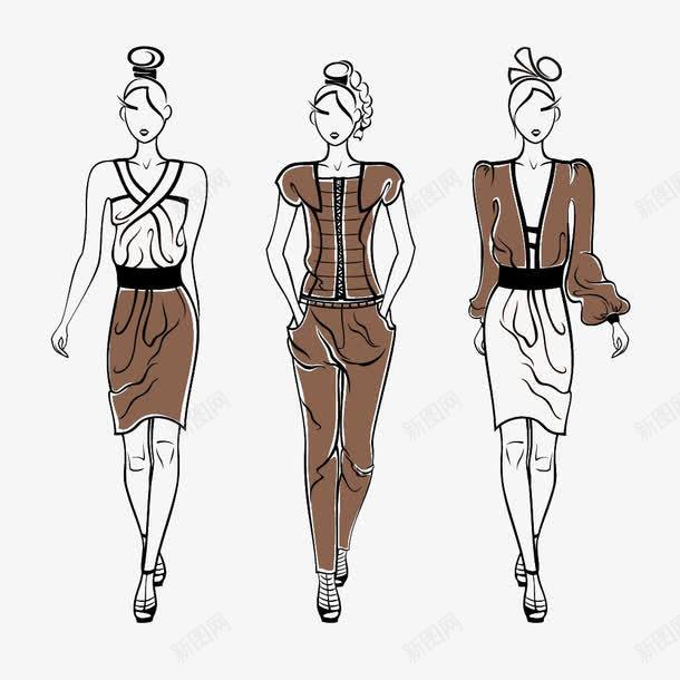 人物模特png免抠素材_新图网 https://ixintu.com 人物模特 手绘 服装 素描