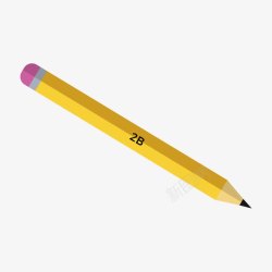 一支黄红色的2B铅笔素材