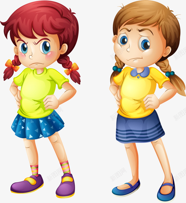 手绘生气的女孩矢量图ai免抠素材_新图网 https://ixintu.com 卡通 女孩 手绘 生气 矢量图