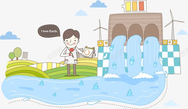 节约用水png免抠素材_新图网 https://ixintu.com 卡通 水资源 珍惜 省水 节约