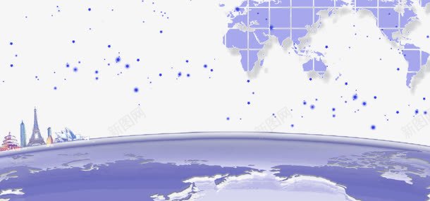 手绘外太空png免抠素材_新图网 https://ixintu.com 地球表面 外太空 手绘外太空 紫色太空 紫色手绘地球