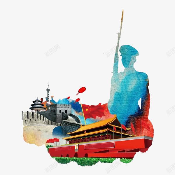 手绘天安门png免抠素材_新图网 https://ixintu.com 北京 天安门 手绘 装饰 首都