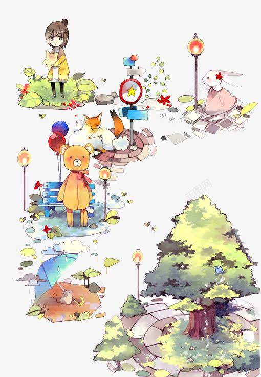 动物小镇png免抠素材_新图网 https://ixintu.com 儿童插画 动物小镇 卡通 卡通人物 卡通动物 可爱 插画 故事插画