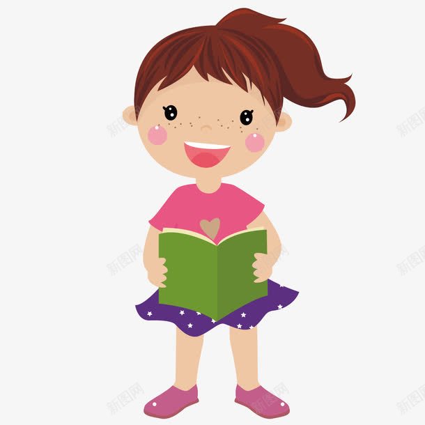 看书的女孩png免抠素材_新图网 https://ixintu.com 女孩 幼儿 看书