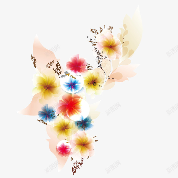 抽象炫彩花卉矢量图ai免抠素材_新图网 https://ixintu.com 抽象炫彩花卉 矢量图
