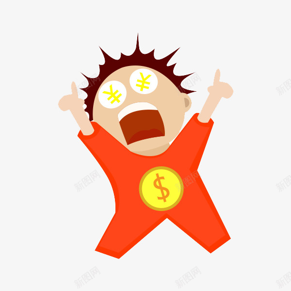 发财的男孩png免抠素材_新图网 https://ixintu.com 卡通 发财 手绘 男孩