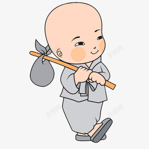 手绘扛着包裹的小和尚png免抠素材_新图网 https://ixintu.com 佛 包裹 化缘 卡通小和尚 古代 小和尚 小沙弥 手绘和尚 手绘小和尚 插画