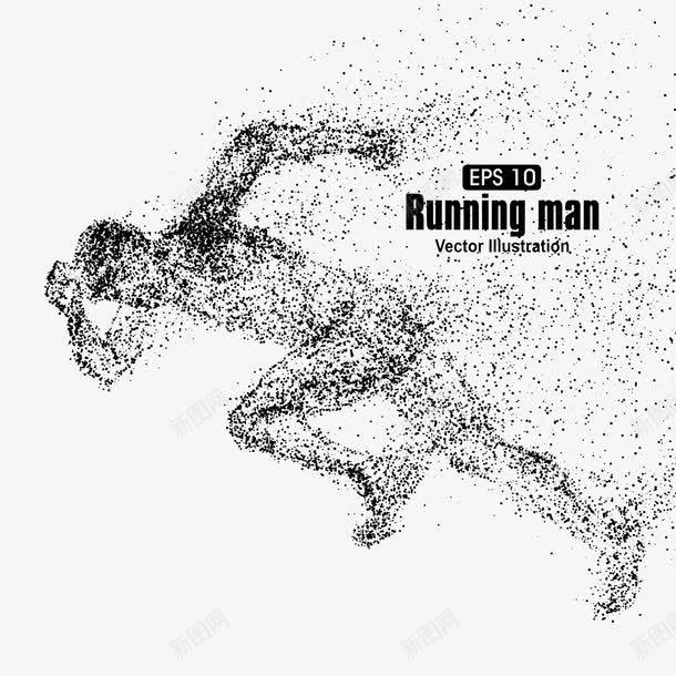 颗粒艺术跑男png免抠素材_新图网 https://ixintu.com 沙画 颗粒艺术 黑白颗粒图