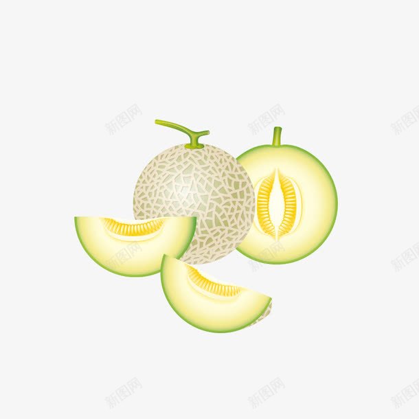 卡通哈密瓜png免抠素材_新图网 https://ixintu.com 卡通手绘 哈密瓜 水果
