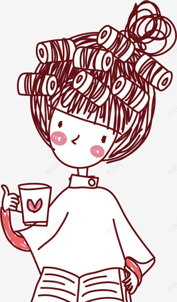 读书的女孩矢量图ai免抠素材_新图网 https://ixintu.com 卡通 喝茶 女孩 读书 读书女孩 矢量图