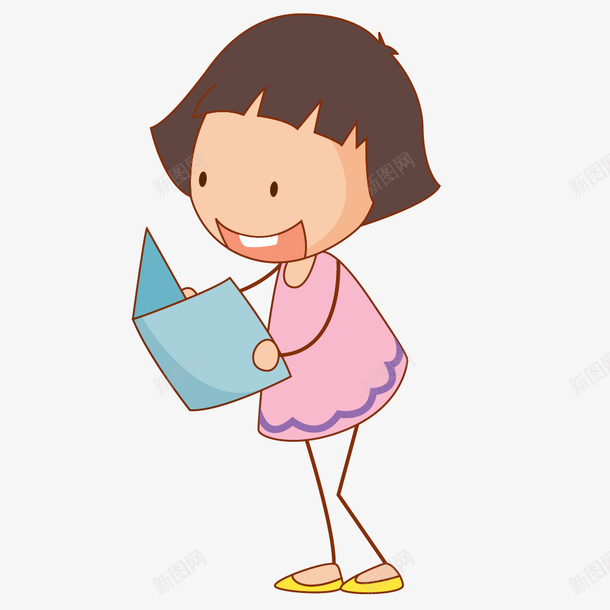 看书女孩png免抠素材_新图网 https://ixintu.com 一本 书本 卡通 可爱 女孩 手绘 紫色 蓝色