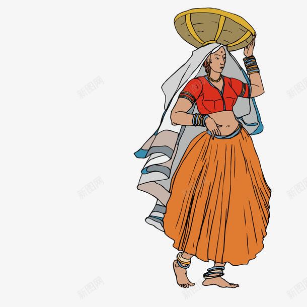顶筐的泰国女人png免抠素材_新图网 https://ixintu.com 女人 泰国 筐子
