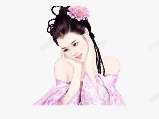 手托下巴古风美女png免抠素材_新图网 https://ixintu.com 下巴 古风 美女